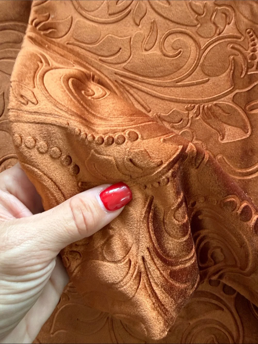 Decorative Paisley Velvet Accent Pillow Cover - Orange Color Set of 2